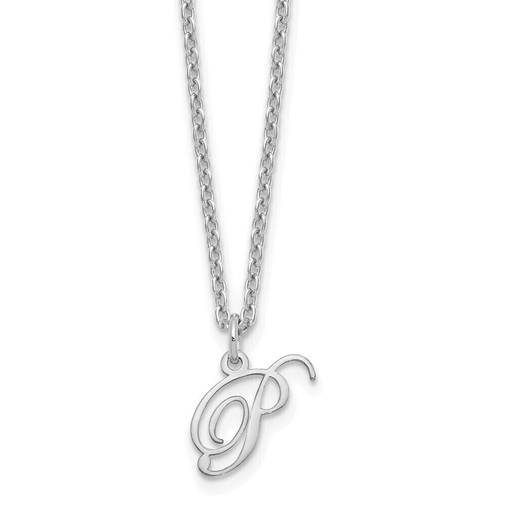 Kazi Luxury Sterling Silver Rhodium-plated Letter P Initial Necklace